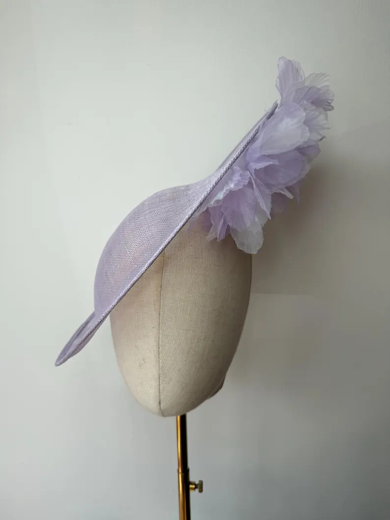 Lilac Oval Sinamay Fascinator With Ombr\u00e9 Lilac Silk Flowers, Races Wedding Headpiece - Etsy ... | Etsy (Global)