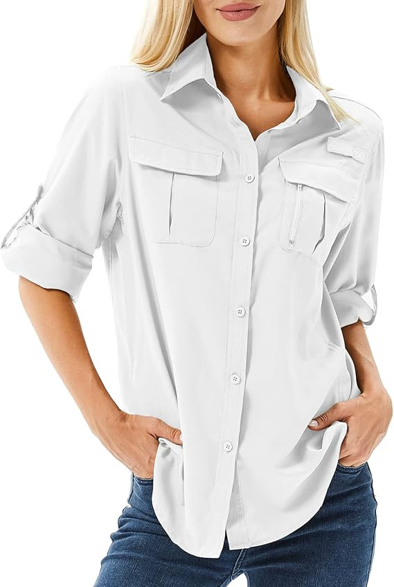 Women's UPF 50 Long Sleeve Sun Protection Shirts Safari Fishing Hiking | Amazon (US)