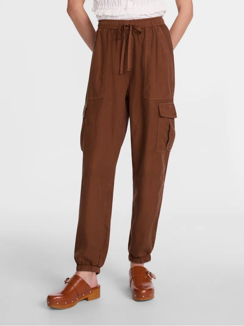 Scenario Women's Soft Fluid Cargo Joggers, 28" Inseam, Sizes XS-XXXL | Walmart (US)