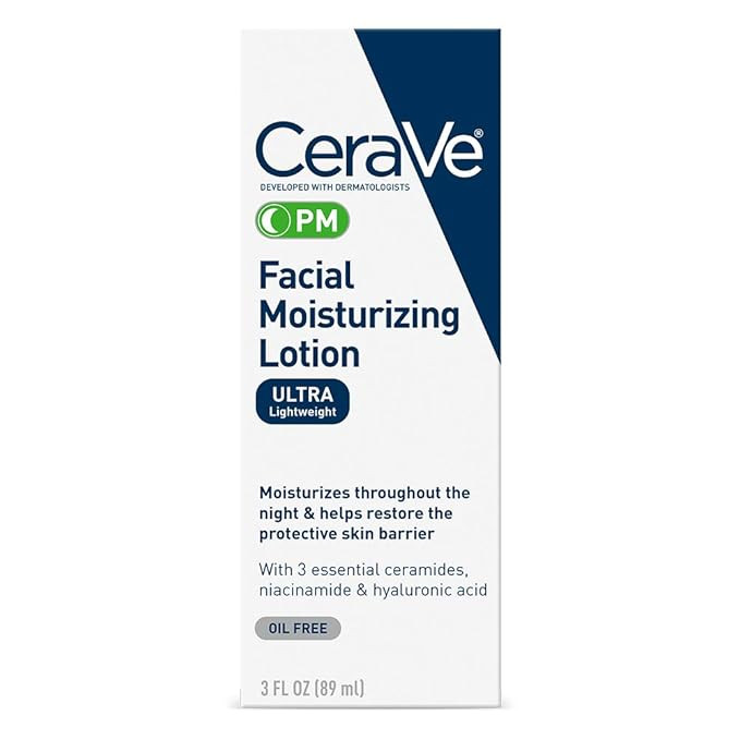 CeraVe PM Facial Moisturizing Lotion | Night Cream with Hyaluronic Acid and Niacinamide | Ultra-L... | Amazon (US)