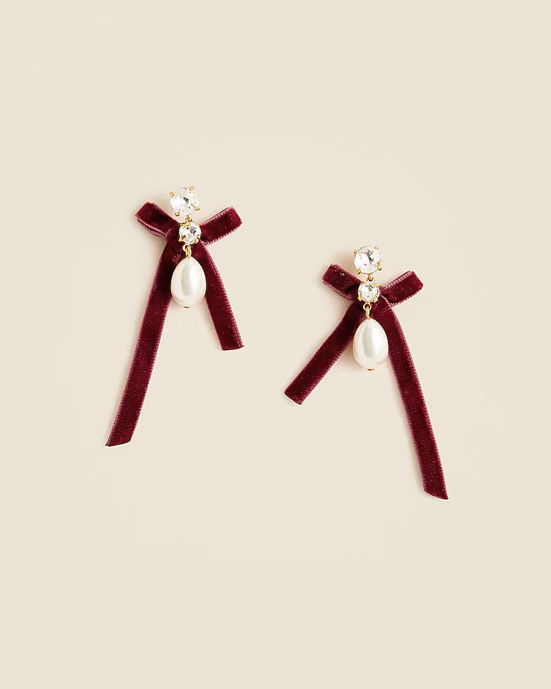 Bow pearl drop earrings | J. Crew US