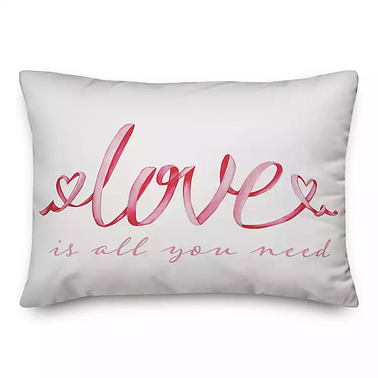 New! Love is All You Need Ribbon Lumbar Pillow | Kirkland's Home