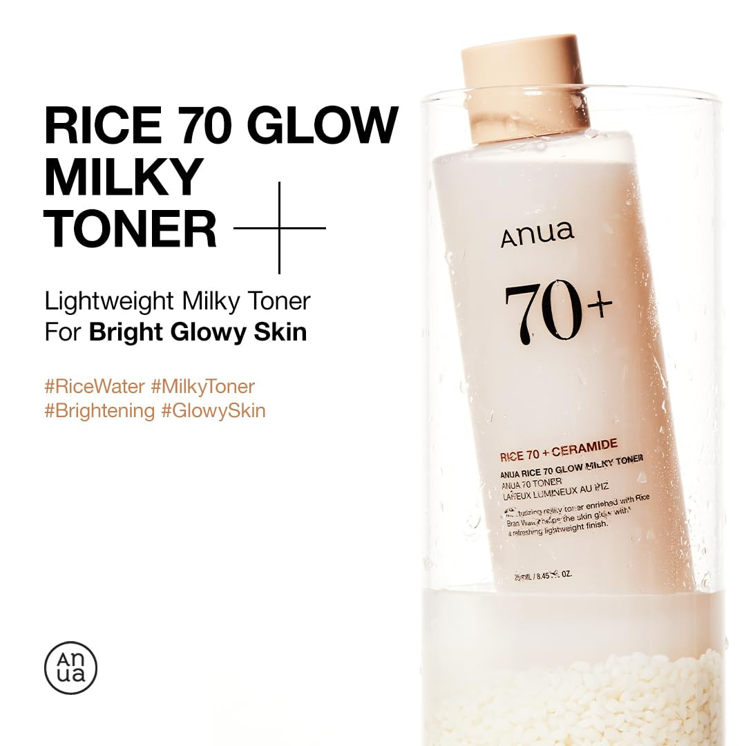 ANUA Rice 70 Glow Milky Toner, for Glass Skin, Rice Water, Niacinamide, Ceramides, Panthenol, Fra... | Amazon (US)