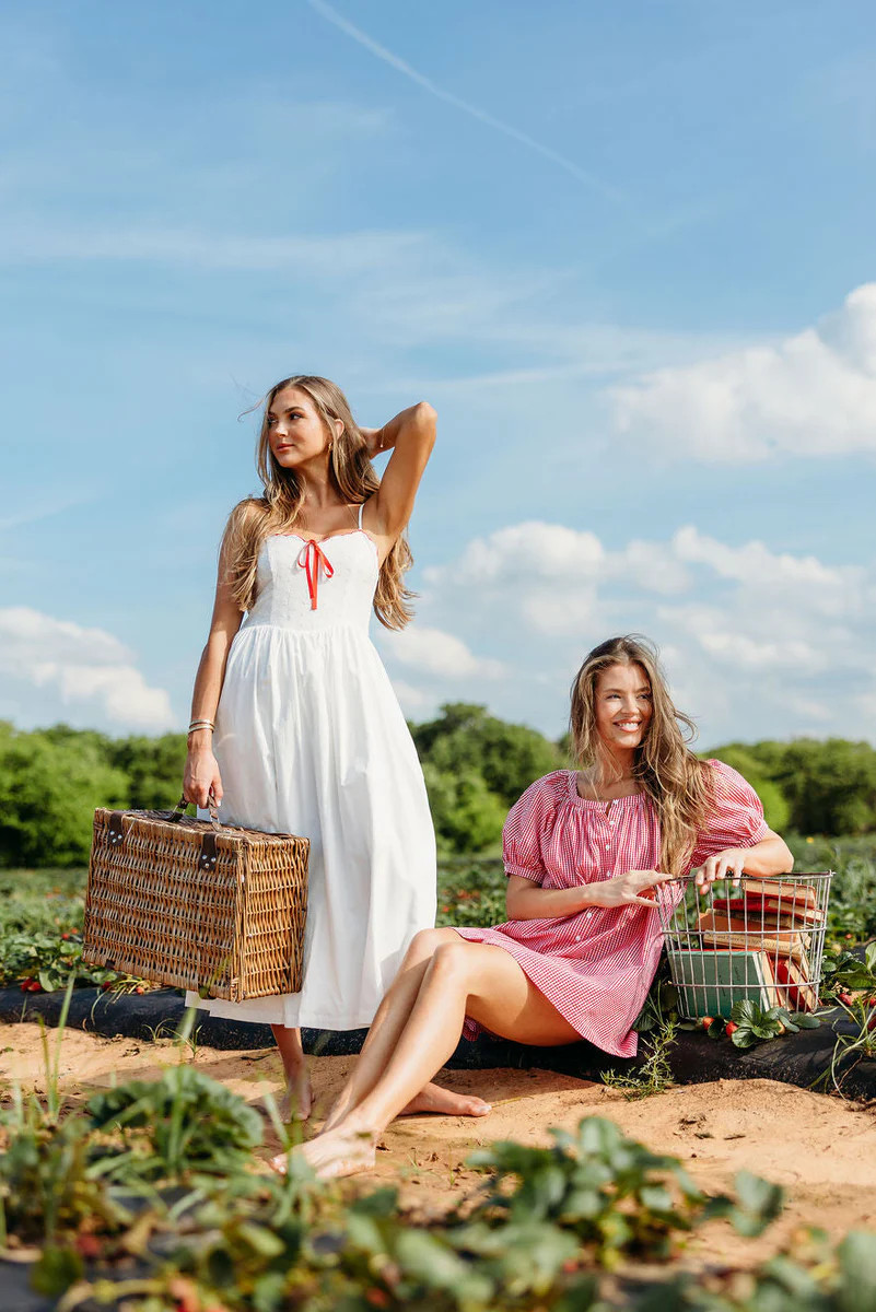 Cerise Maxi Dress in White/Red | Worth Collective