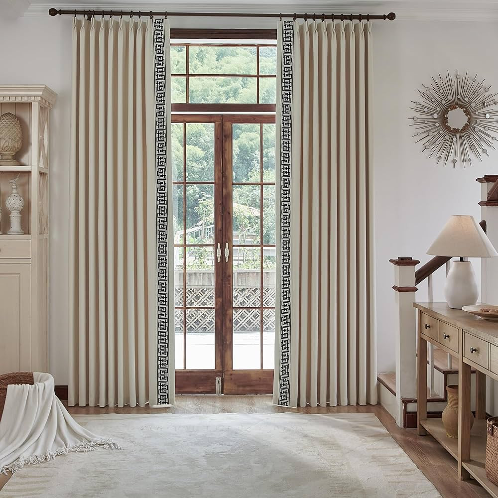 Cream Colour Pinch Pleat Cotton Blend Room Darkening Curtain Pair,for Bedroom Living Room Club Th... | Amazon (US)