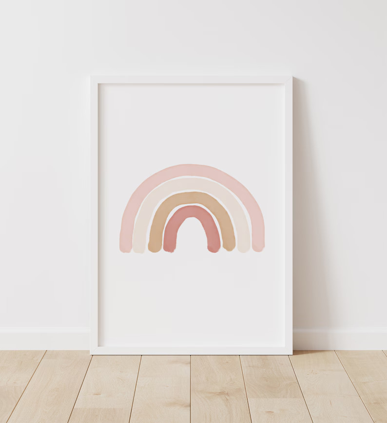 Neutral Rainbow Wall Art Print Pink Girl Nursery Decor - Etsy | Etsy (US)