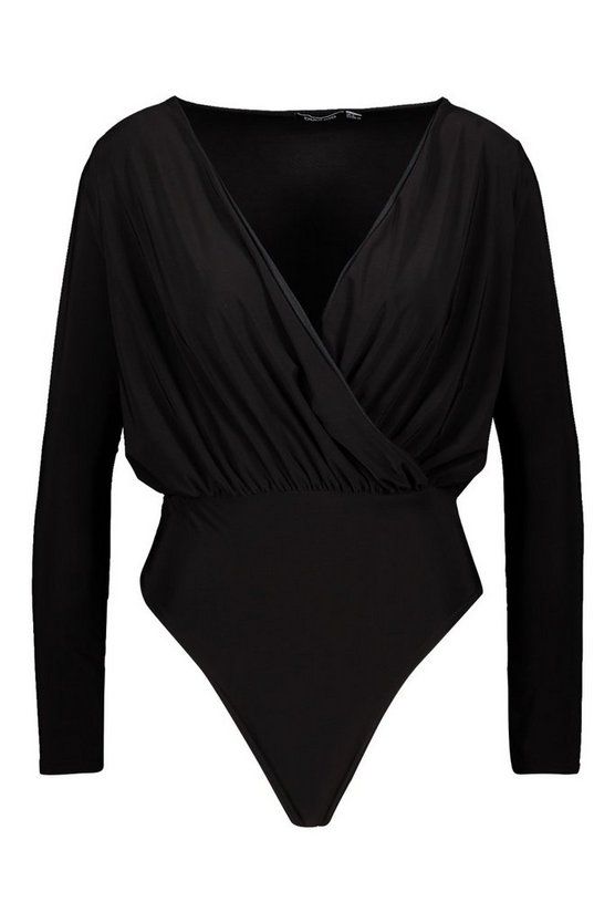 Long Sleeve Wrap Front Bodysuit | Boohoo.com (US & CA)