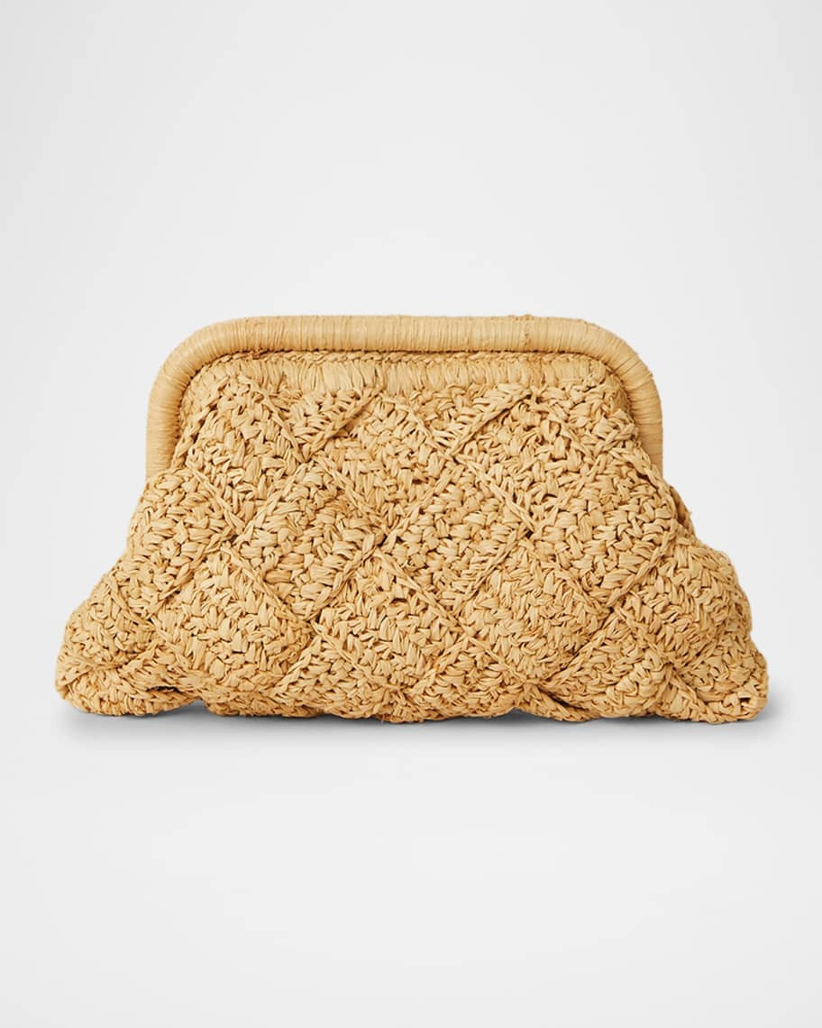 Gigi Framed Woven Raffia Clutch Bag | Neiman Marcus