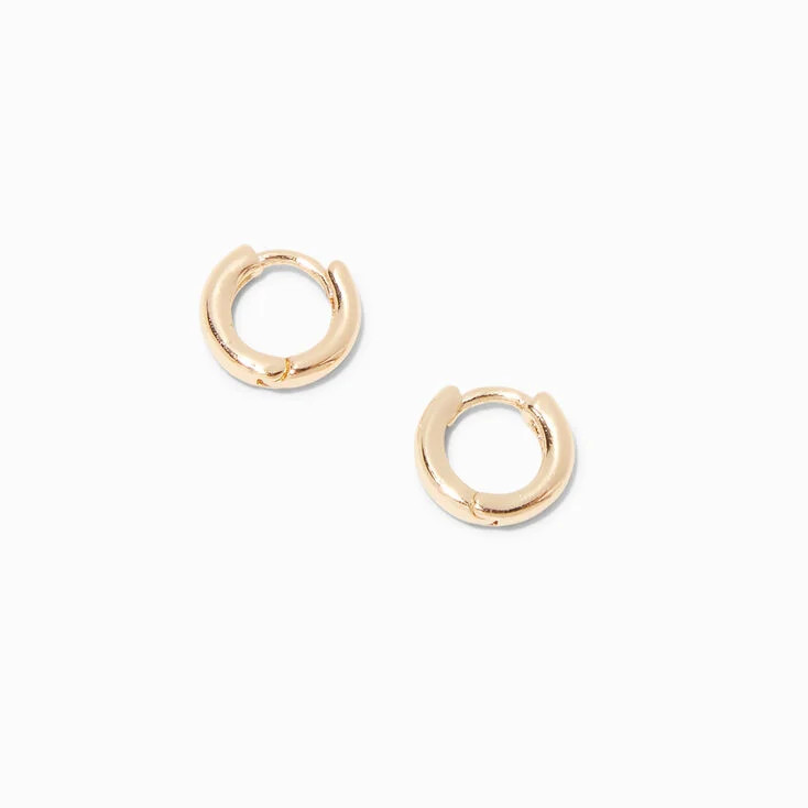 Gold 10MM Huggie Hoop Earrings | Claire's (UK)
