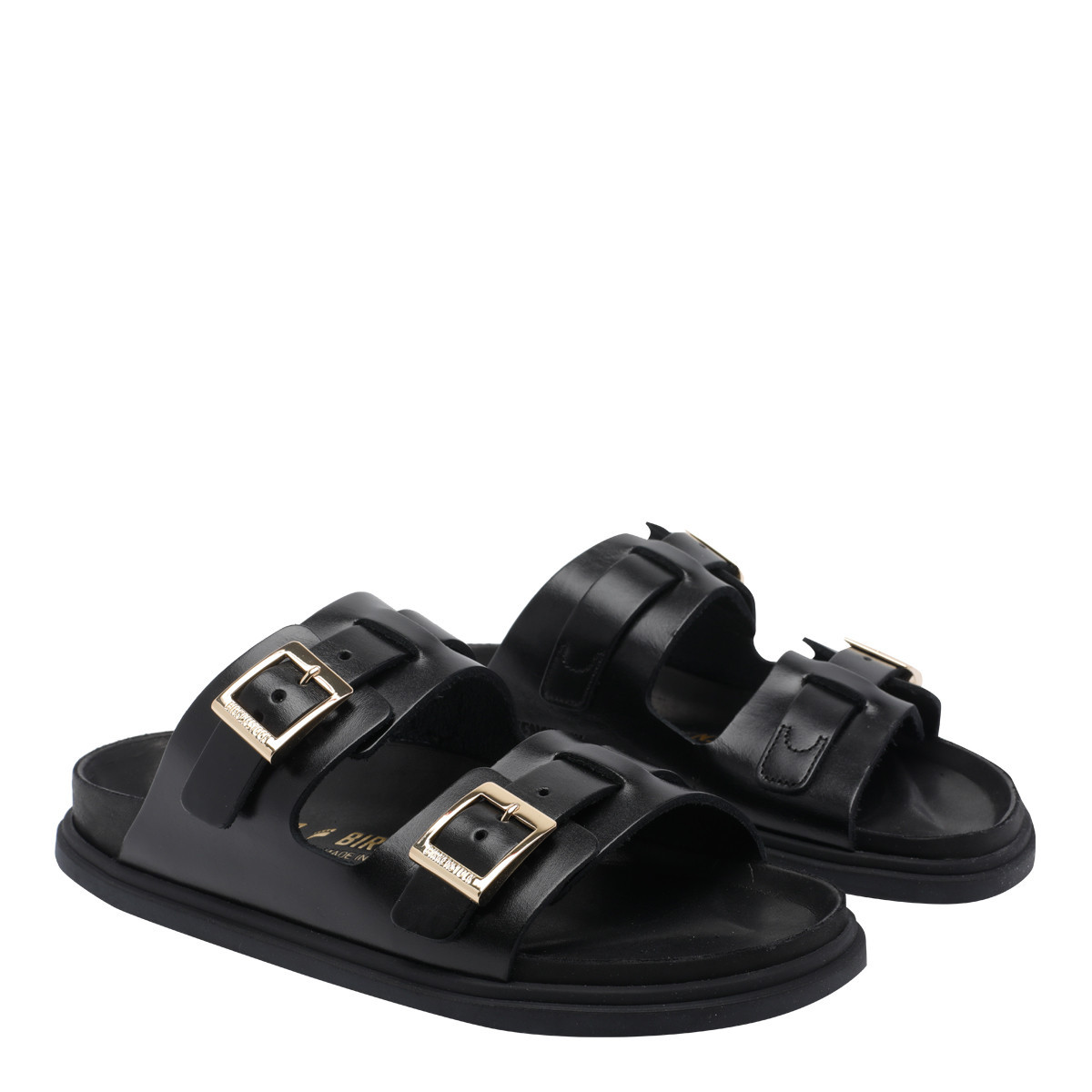 Birkenstock Sandals Black Leather Rubber Sole - Women | Italist.com US