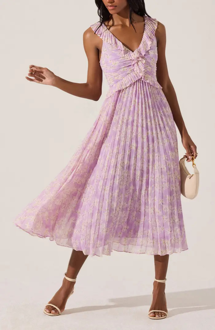 ASTR the Label Ruffle Pleated Midi Sundress | Nordstrom | Nordstrom