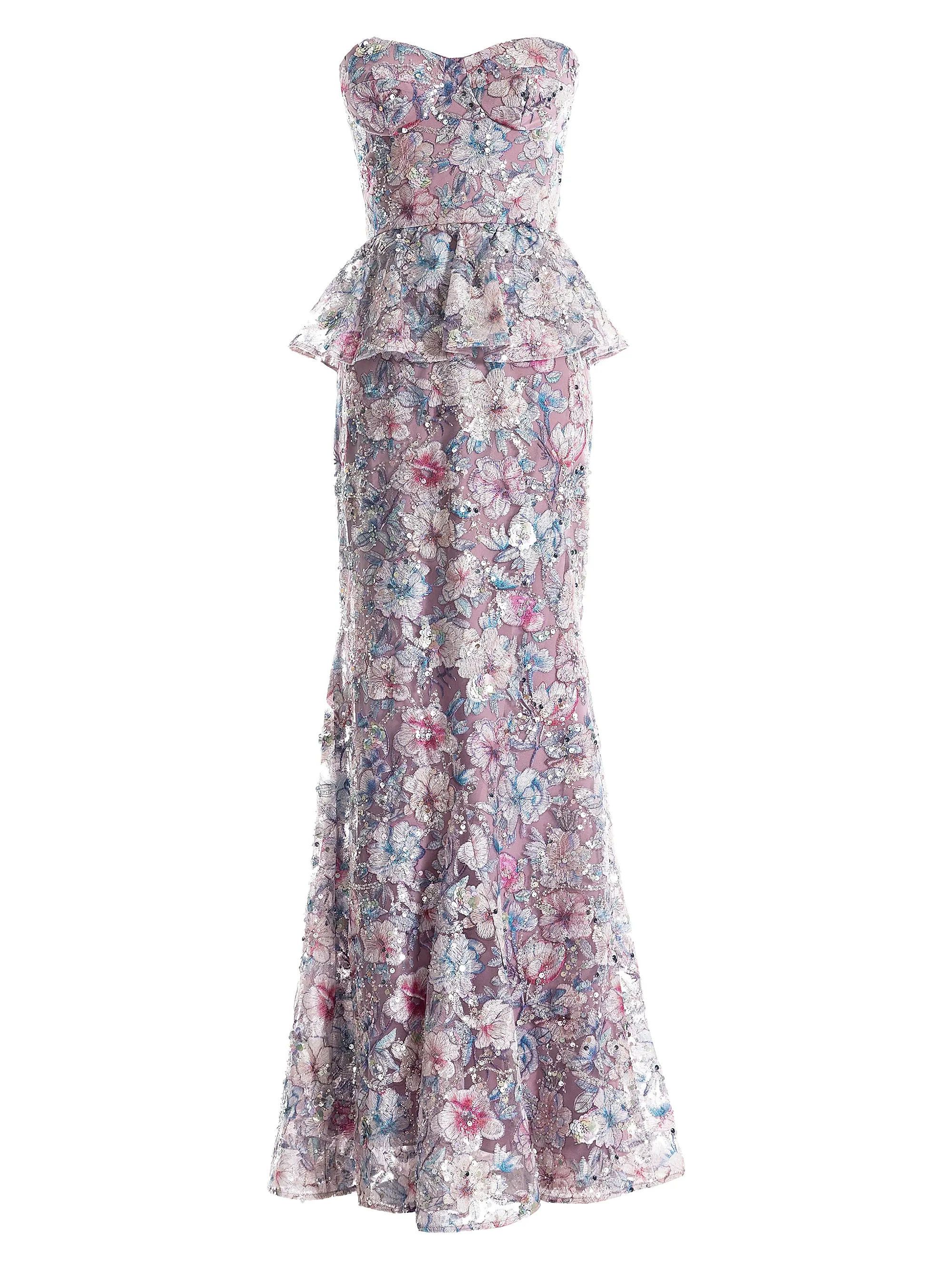 Dress The Population Scarlett Embellished Floral Bustier Peplum Mermaid Gown | Saks Fifth Avenue | Saks Fifth Avenue