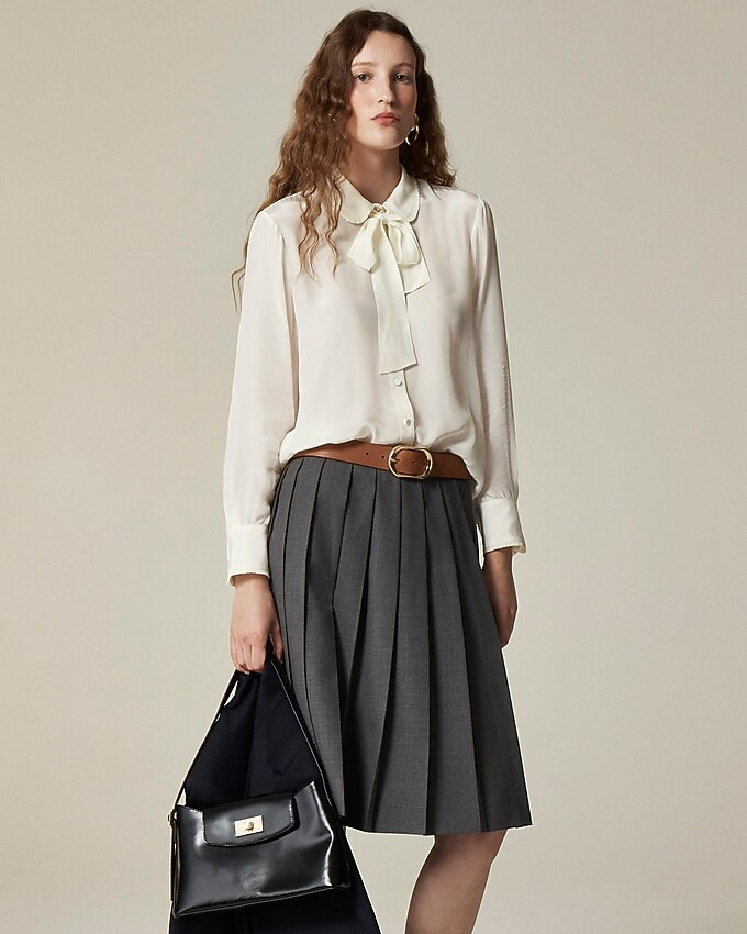 Removable tie-neck button-up shirt in crepe de chine | J. Crew US