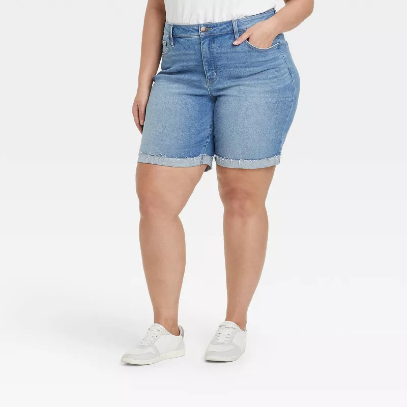 Women's Plus Size High-Rise Jean Shorts - Ava & Viv™ | Target