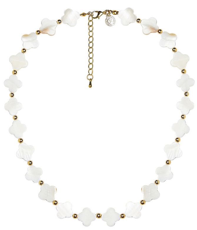 White Lana  with Gold Beaded Necklace | Lisi Lerch Inc