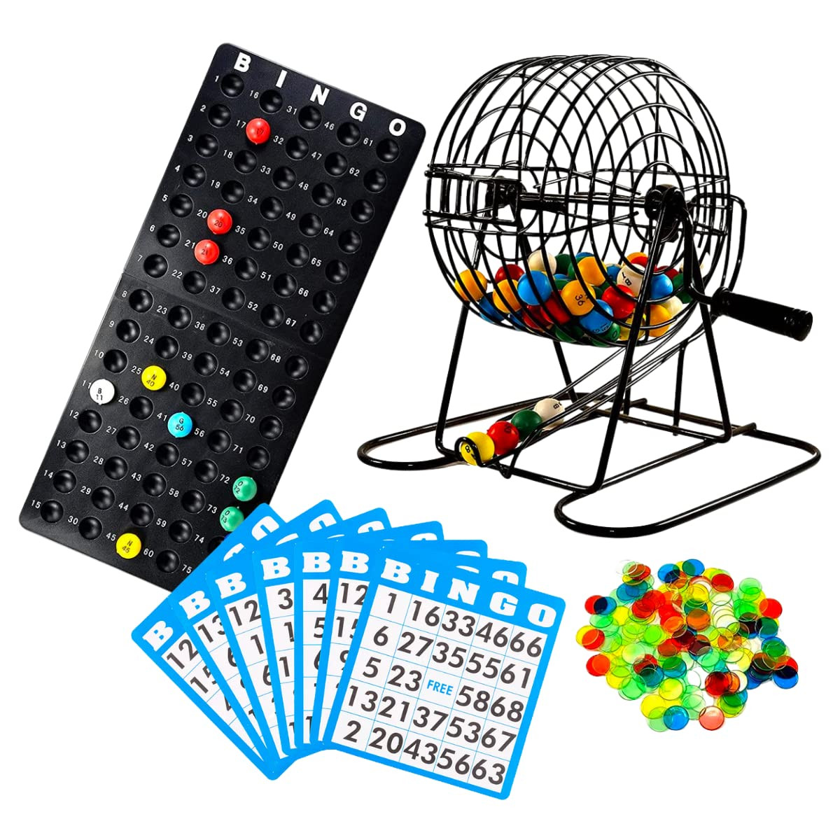 Regal Games Deluxe Bingo Game Set with Cage, Board, Balls, 18 Cards, and Chips | Amazon (US)