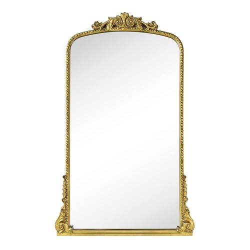 EGHOME 30x48'' Antiqued Gold Ornate Mirror Arched Gold Mantel Mirror Baroque Inspired Ornate Dresser Mirror | Amazon (US)