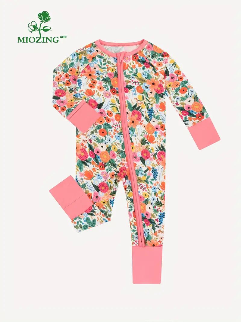 MIOZING Baby Girls Comfy High-end Bamboo Rose Flower Cute & Elastic One-piece Bodysuit | Temu Affiliate Program