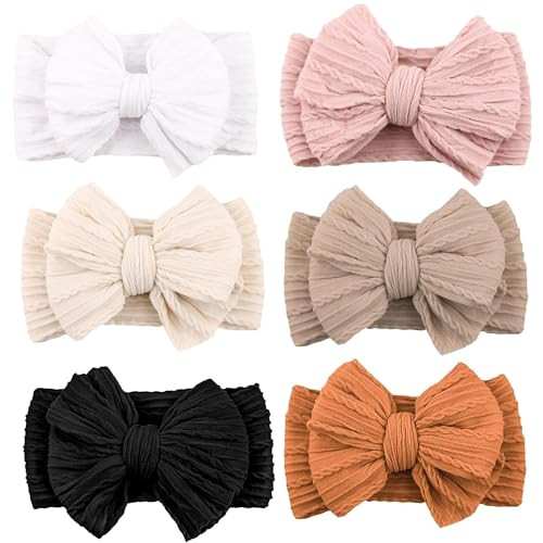 Niceye Handmade Baby Headbands Soft Stretchy Nylon Hair Bands with Bows for Newborn Infant Baby T... | Amazon (US)