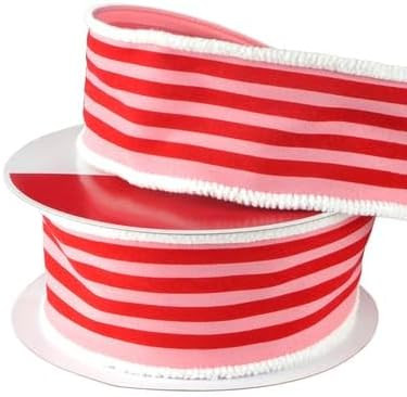 2.5" x 48ft. Pink & Red Stripes Holly Jolly Wired Jumbo Ribbon by Celebrate It® - Holiday and Ch... | Amazon (US)