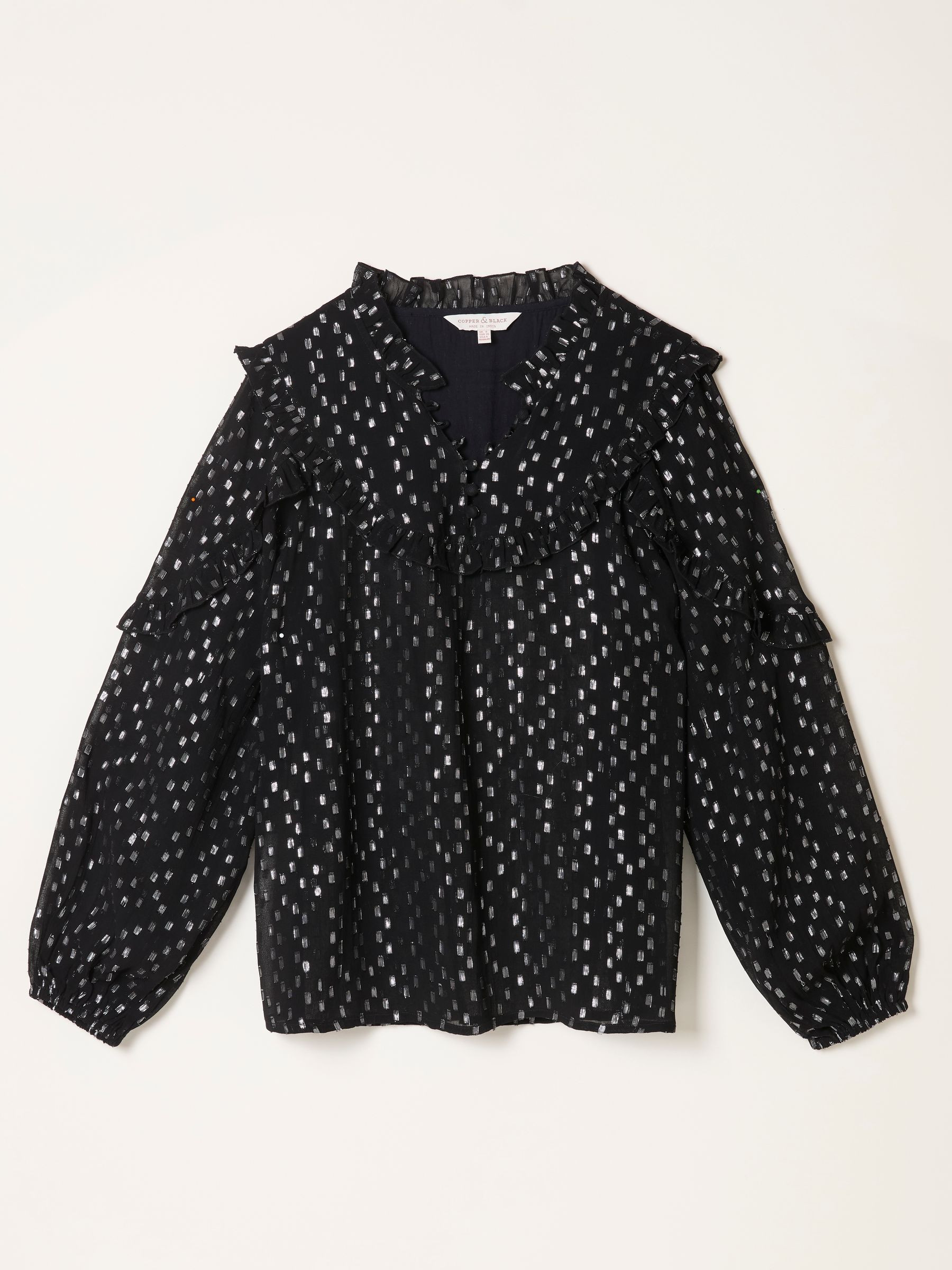 Olie Black Metallic Blouse | FatFace | Fat Face