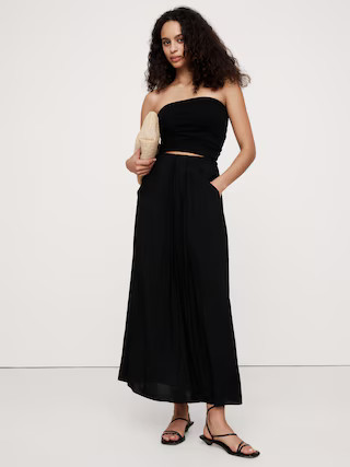 Stretch-Crepe Drape Front Maxi Skirt | Banana Republic (US)