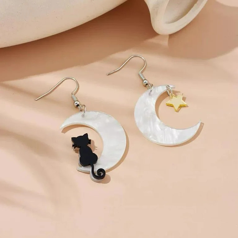 Halloween Cat Earrings for Women, Stylish Moon & Star Design, Perfect Gift for Festive Parties an... | Walmart (US)