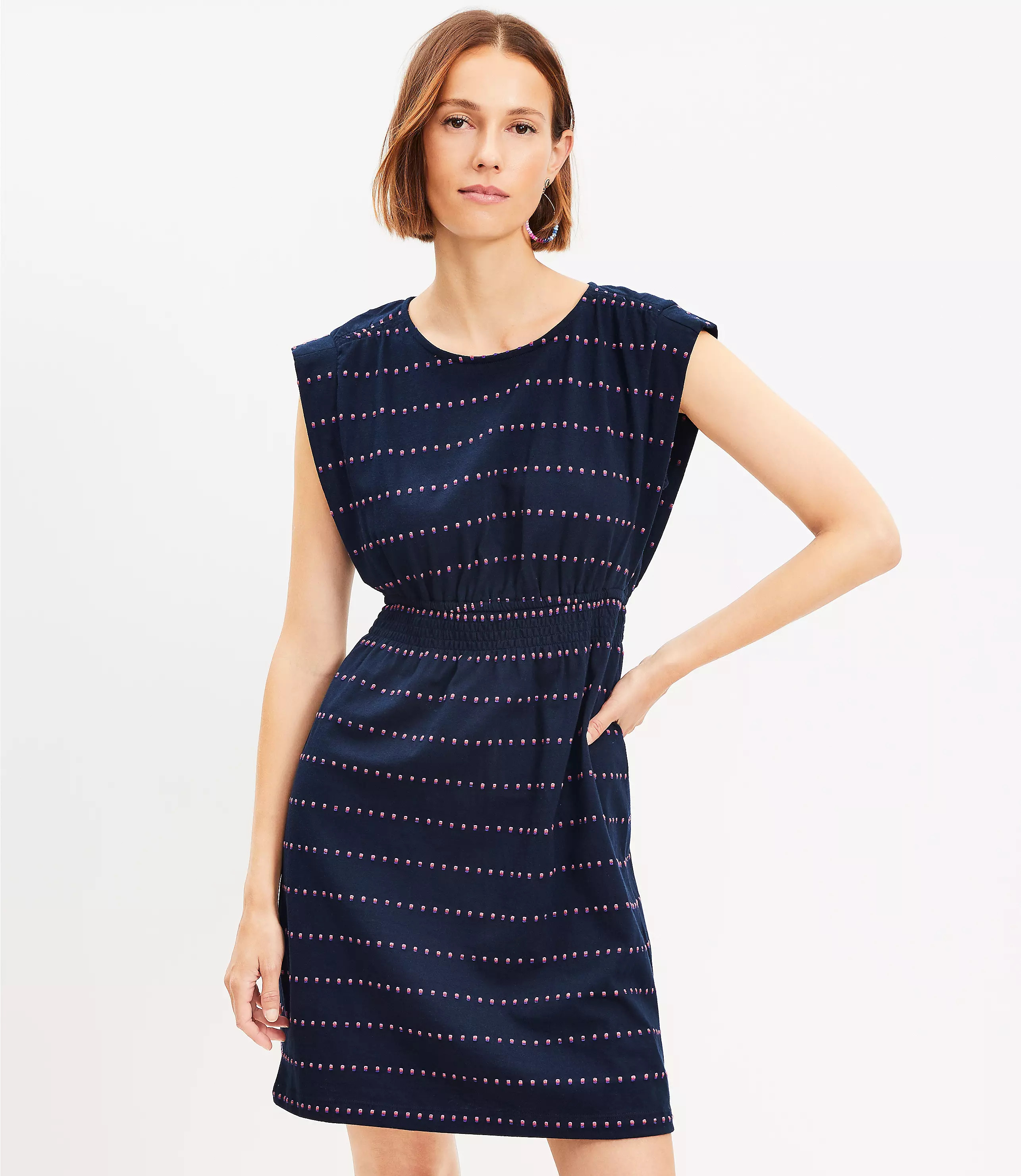 Dotted Muscle Tee Dress | LOFT