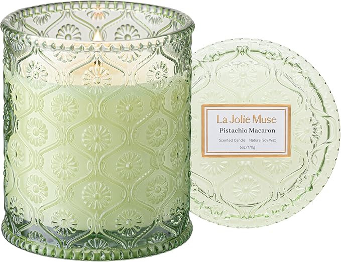 LA JOLIE MUSE Pistachio Macaron Scented Candle | Pistachio, Milk & Vanilla | 6 oz Natural Soy Wax... | Amazon (US)