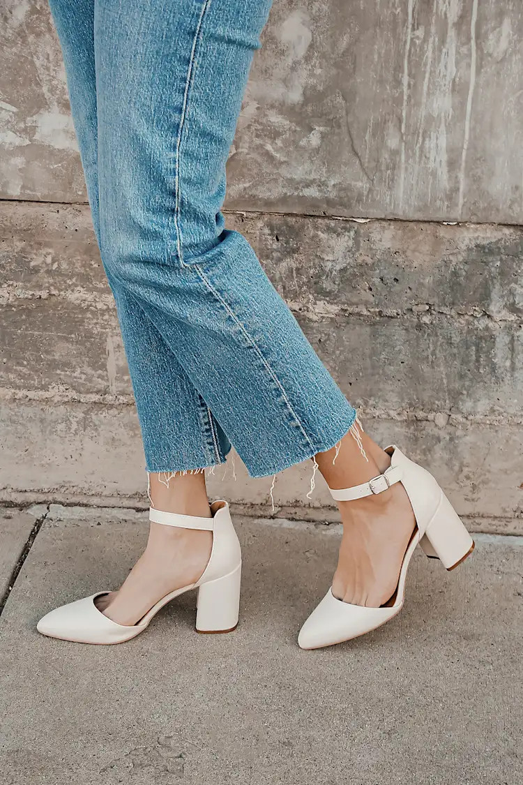 Ellarose Off White Ankle Strap Heels | Lulus (US)