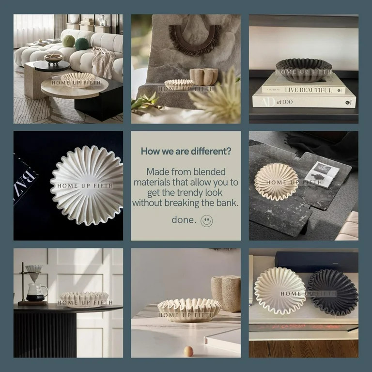 SZBAOAN Ruffled Decorative Bowl, Fluted Ruffled Decorative Bowl - Living Room Design Coffee, Ivor... | Walmart (US)