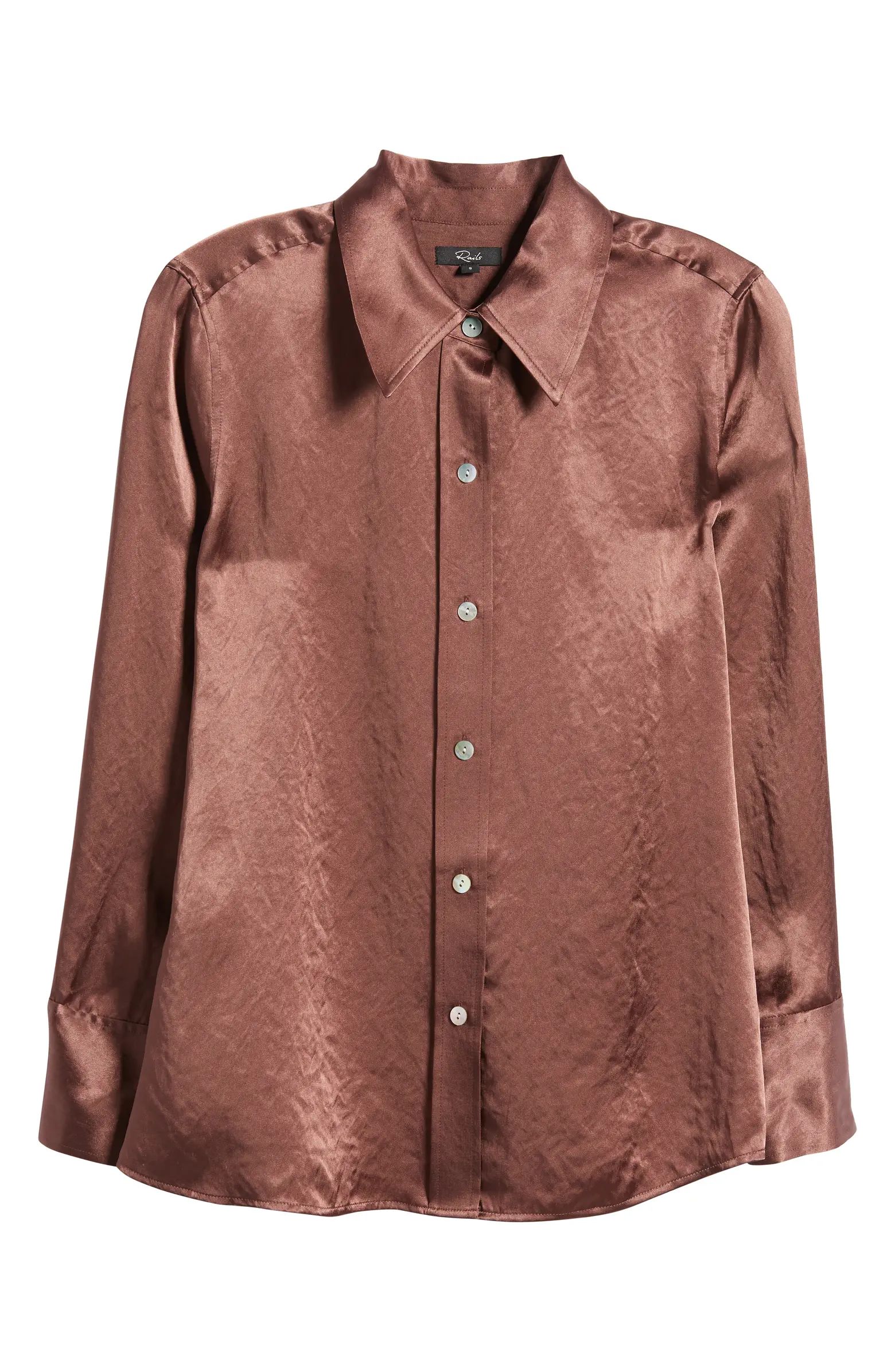 Andrea Textured Satin Button-Up Shirt | Nordstrom