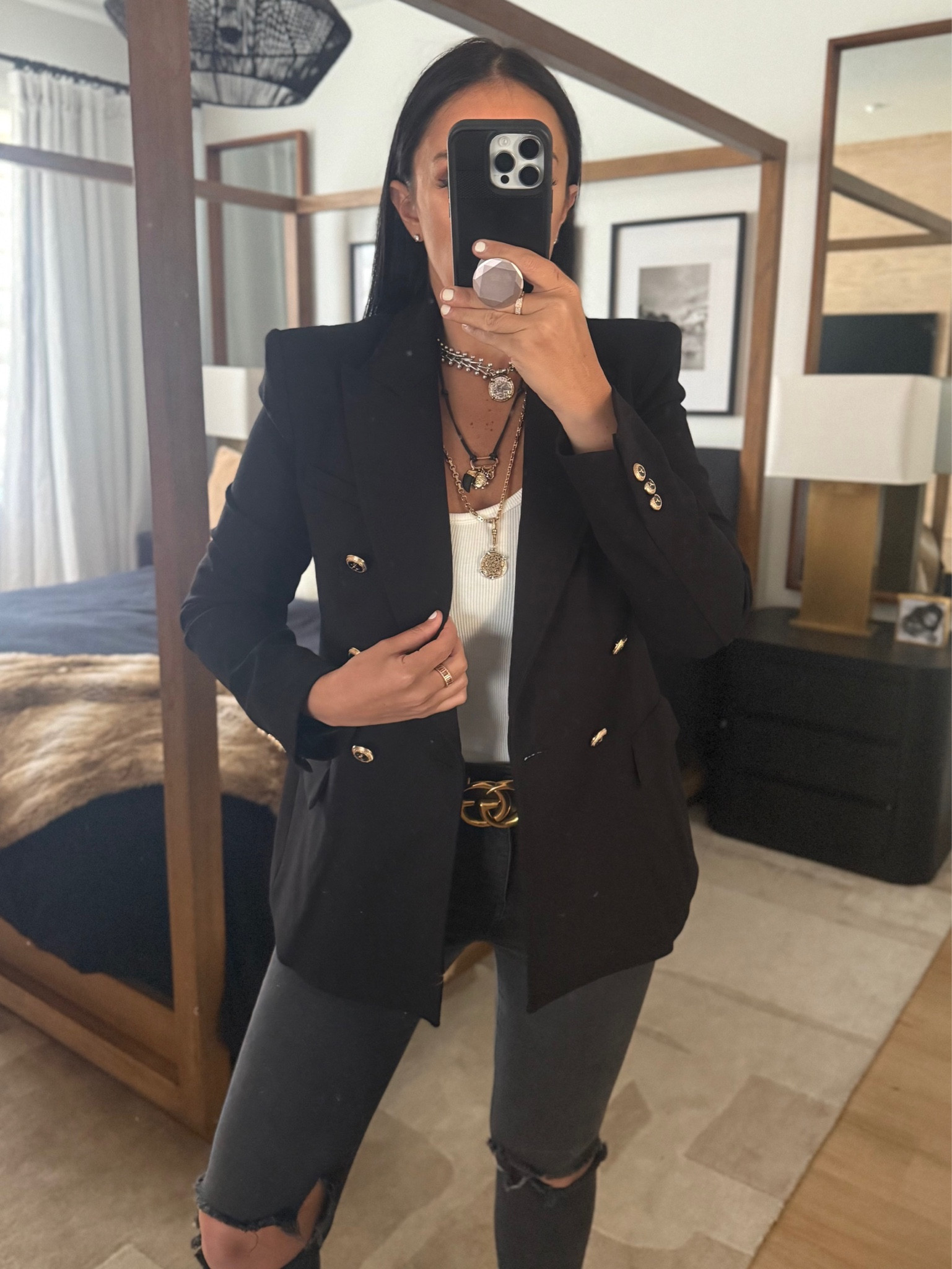 Reiss Tank Top. Tailored Double Breasted Blazer wearing size small. 
