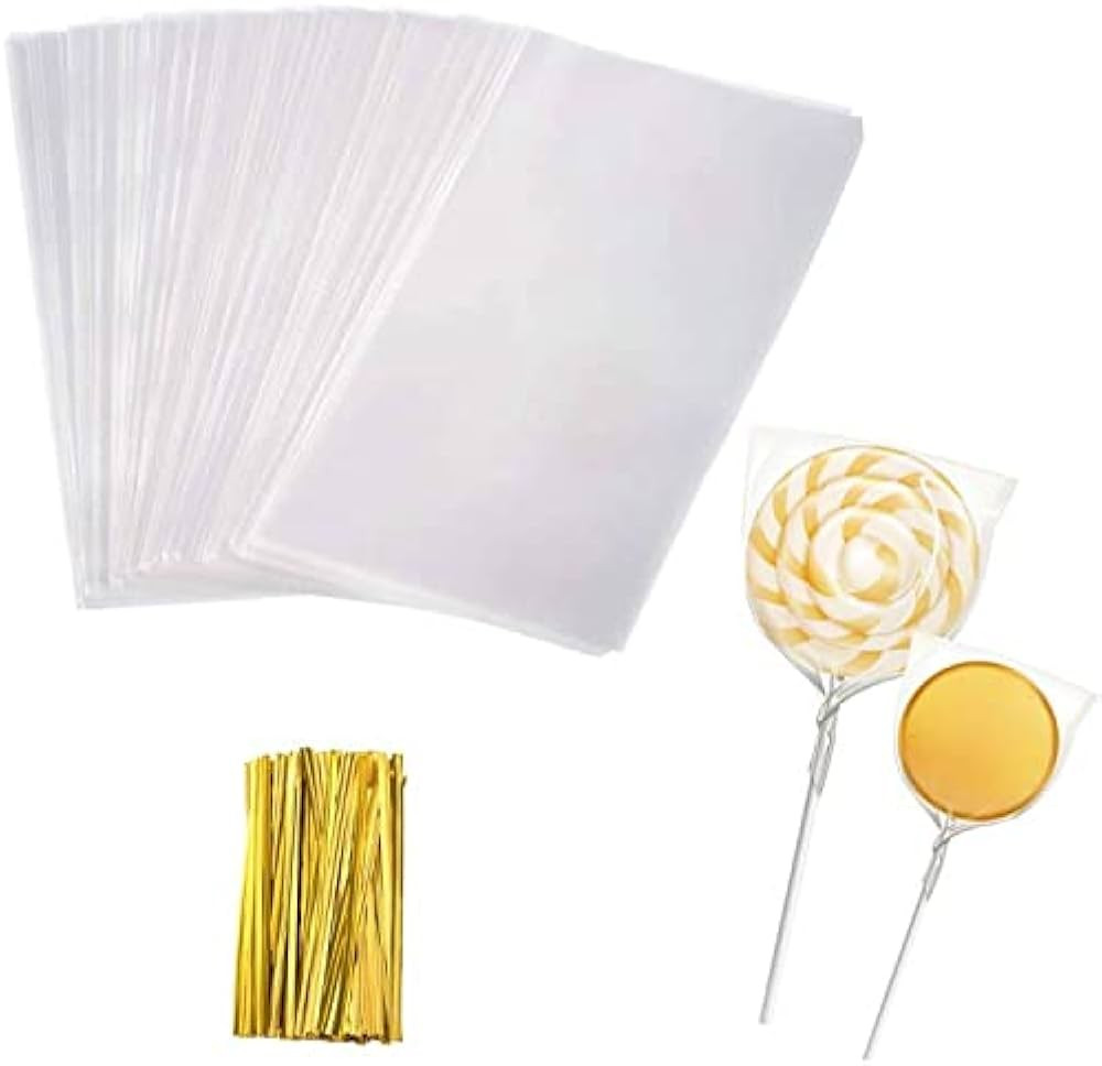 Cake Pop Bags, 3x5 Inches Clear Cellophane Lollipop Bags With Twist Ties,100 Pcs | Amazon (US)