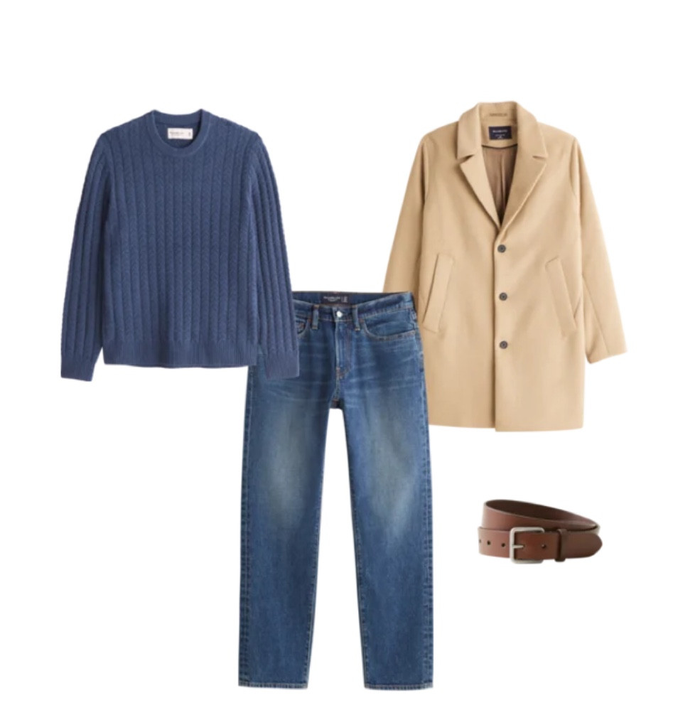 Abercrombie navy crew neck sweater, 90s blue jeans, brown leather belt and brown trench coat #mensfashion #fallfashion 

#LTKSeasonal #LTKHoliday #LTKmens