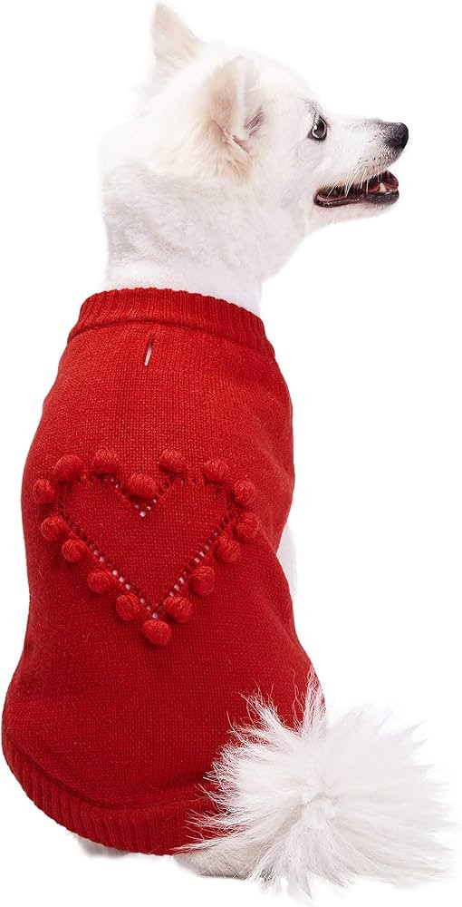Blueberry Pet Heart Dog Sweater Valentine’s Day Clothes for Small Girl Dogs, Red Pullover Crewn... | Amazon (US)