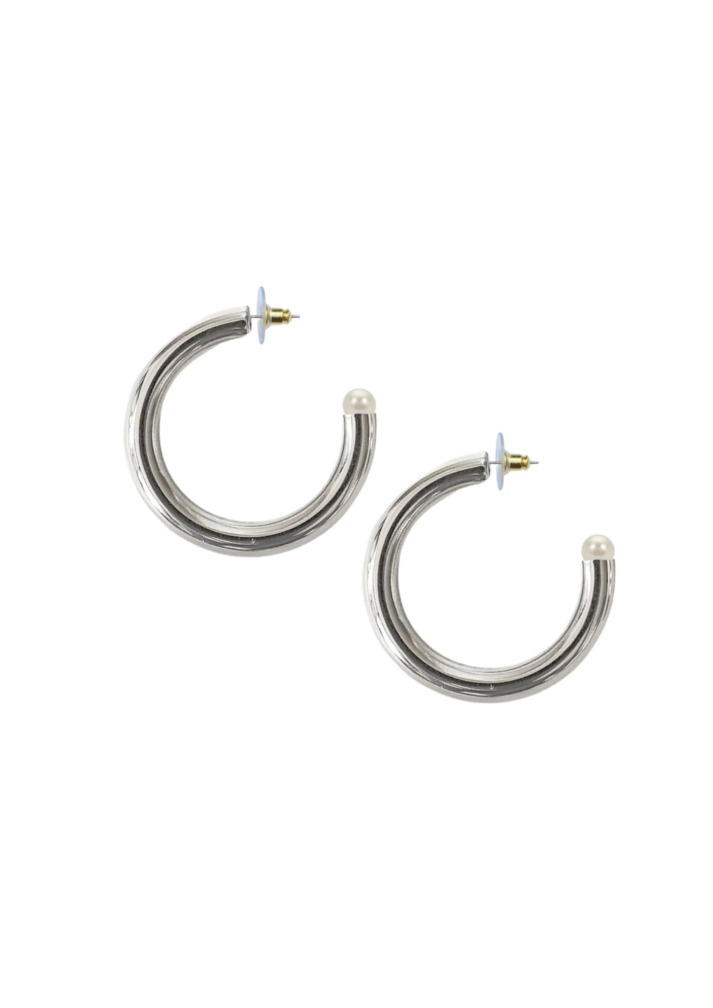 Chunky silver hoops + pearl | Nicola Bathie Jewelry