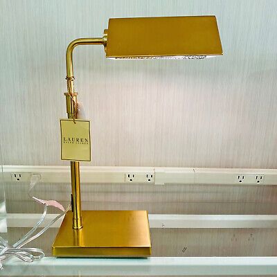 Ralph Lauren Lamp Modern Agatha O Banker Pharmacy Desk Table Gold Golden Bronze | eBay AU