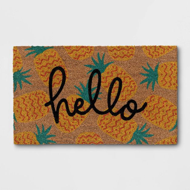 1'6"x2'6" Hello Pineapples Doormat Yellow - Sun Squad™ | Target
