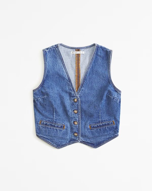 Women's The A&F Mara Denim Vest | Women's Tops | Abercrombie.com | Abercrombie & Fitch (US)