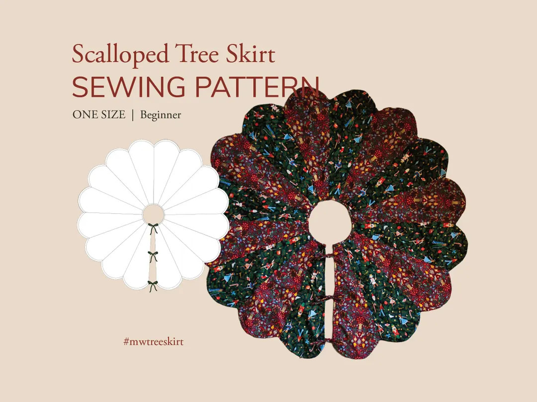 Scalloped Tree Skirt PDF Sewing Pattern, One Size, Christmas & Holiday Craft Project, Quilting, B... | Etsy (US)