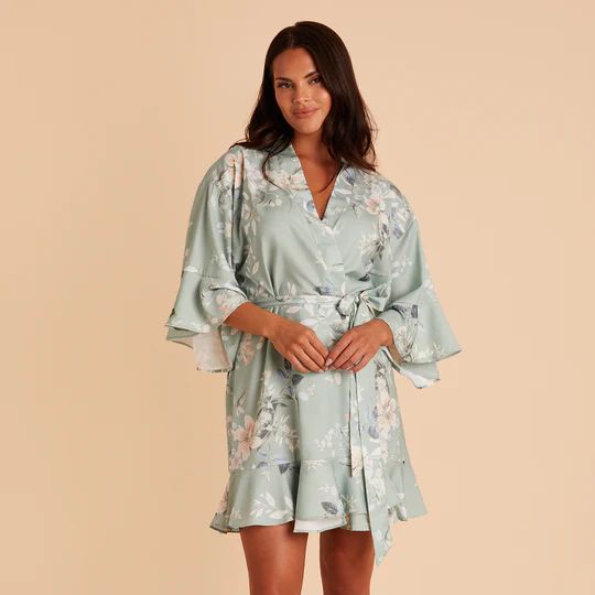 Kenny Floral Ruffle Robe - Sage Bouquet Floral | Birdy Grey