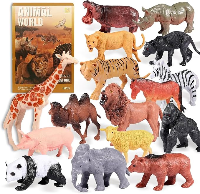 Safari Animals Figures Toys, Realistic Jumbo Wild Zoo Forest Figurines Plastic African Jungle Ani... | Amazon (US)