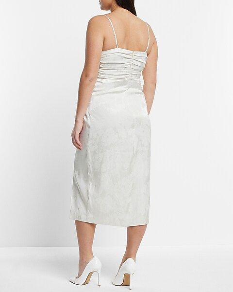 Bridal Jacquard Ruched Midi Dress | Express