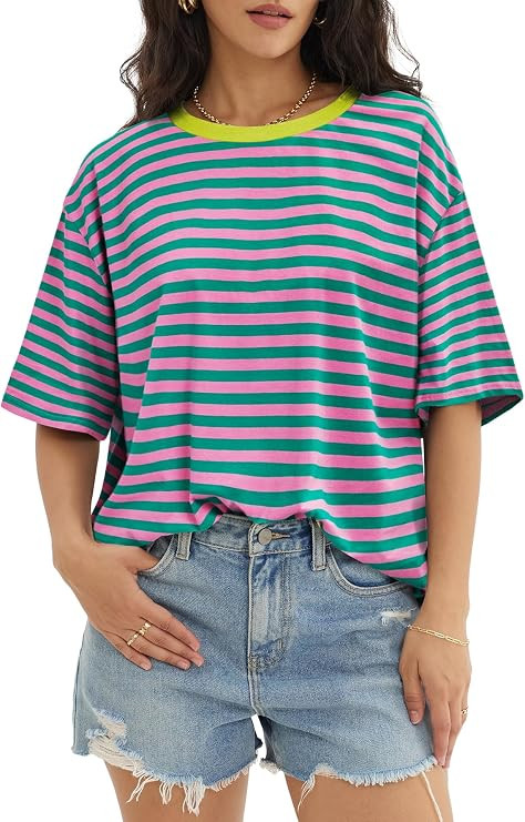ATHMILE Womens Oversized T Shirts Casual Tee Workout Tops Gym Clothes Summer Loose Fit Short Slee... | Amazon (US)