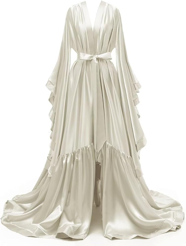 Bridal Robe Long Silk Satin Bridesmaid Wedding Robes Nightgown Bathrobe Sleepwear Maternity Photo... | Amazon (US)
