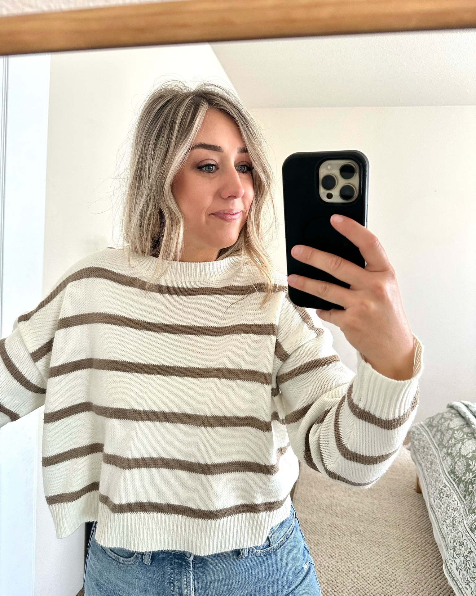 Great outfit for transitioning from Summer to Fall 👌🏼 My go-to favorite closet staples!

I have this sweater in several colors. It’s a Shea McGee dupe! It’s slightly cropped so you do have to be careful not to shrink it. Hang dry!

These jeans are extremely comfortable and a must have!

Jelly shoes do have to be broken in but I love these! Lots of colors!

I’m 5’3, M for tops and 6-8 for bottoms.

Jelly sandals, flats, striped sweater, sweaters, tops, ootd, fall outfit, summer outfit, comfy outfit, mom outfits, mom approved

#LTKootd #LTKmomlife #LTKMidsize
