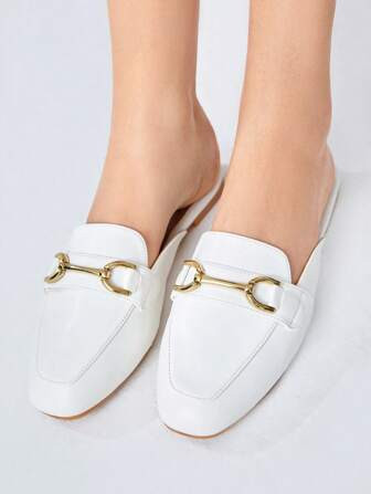 SHEIN BIZwear Women Metal Decor Mule Flats, Fashion Outdoor Flats | SHEIN