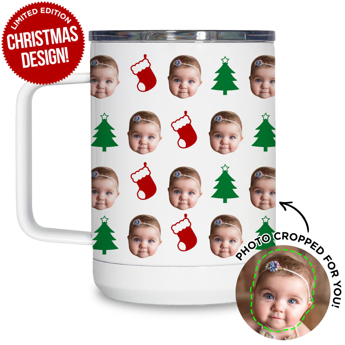 Personalized Christmas Pattern Travel Mug | Type League Press