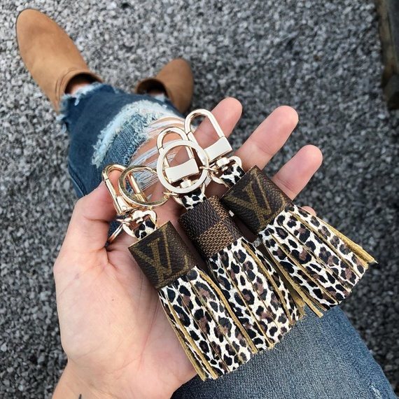 PRE ORDER 4-8 WEEKS Authentic Louis Vuitton Canvas Genuine Leather Keychain Bag Charm Tassel, leo... | Etsy (US)